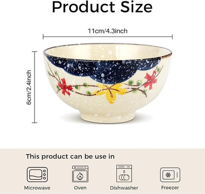 clothmile 4.5 Inch Japanese Retro Rice Bowls Set of 2 Japanese Style - Image 2