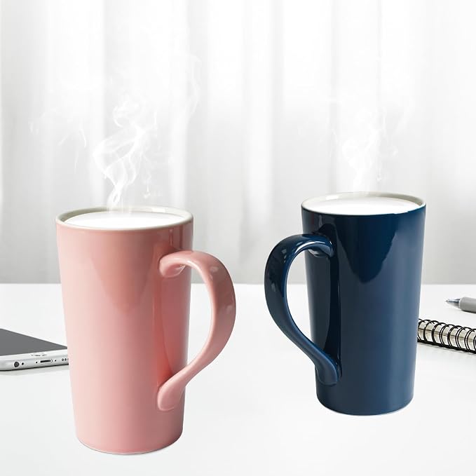 20 OZ Simple Pure Pink Blue Mug Plain Large Tall Ceramic Milk Tea Coffee Mug - Image 5