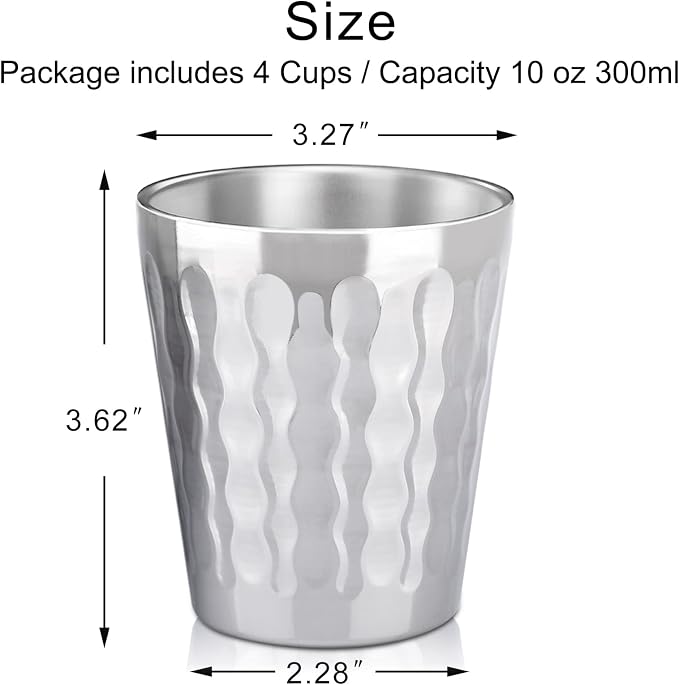 Beasea 10oz Stainless Steel Cups, 4 Pack Double Wall Metal Stackable Insulated - Image 2