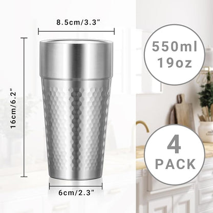 Stainless Cups, 19 oz Double Wall Insulated Tumbler, 4 Pack Unbreakable - Image 2