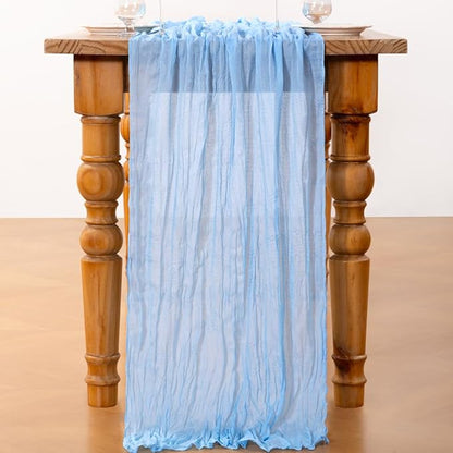 DeZerlor Baby Blue Cheesecloth Table Runners 10 Pack Summer Boho Runners | - Image 5