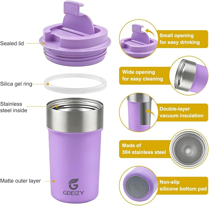 17oz Insulated Travel Coffee Mug, Stainless Steel Cup - Image 5