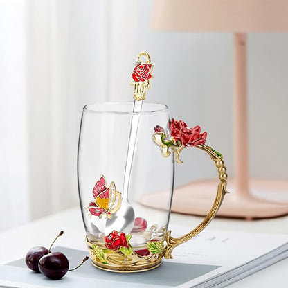 OEAGO Gifts for Women Mom Mothers Tea Cup Best Birthday Butterfly Rose Gifts - Image 4