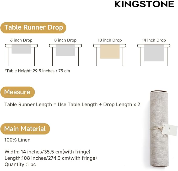 100% French Linen Table Runner 108", 210GSM Heavyweight Artisanry, Crease-Free - Image 6