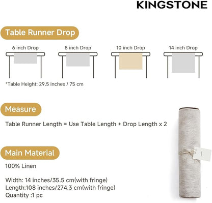 100% French Linen Table Runner 108", 210GSM Heavyweight Artisanry, Crease-Free - Image 6