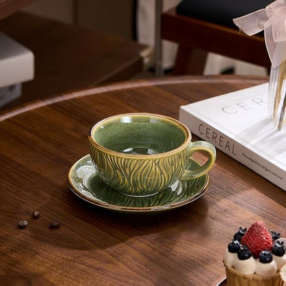 Coffeezone Vintage Design 12 oz Ceramic Latte Art Cappuccino Barista Cup - Image 2