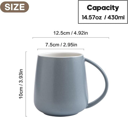 Eyoriza 15Oz Matte Ceramic Coffee Mug, Big Handle, Microwave and Dishwasher Safe - Image 2