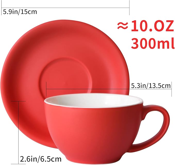 Yundu Ceramics Latte Cup and Saucer - 10 oz - Image 7