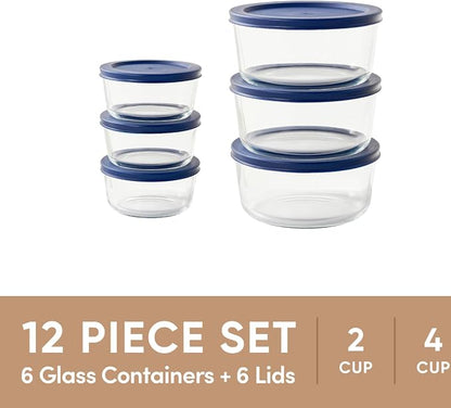 12-Piece Glass Food Storage Containers Set | 2-Cup & 4-Cup, Leakproof | - Image 3