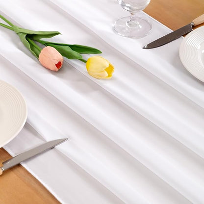 White Chiffon Table Runner Summer Boho Wedding Birthday Party Decor | 10ft - Image 2