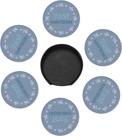 Personalized Coaster, Personalized Coasters Set of 6, Custom Leather Coasters Text/Logo/Image, Leather Set, Customer Business Gifts, Wedding Favor Coaster, Gift for Anniversary New Year