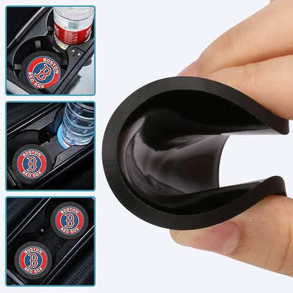 Silicone Red Sox Car Cup Holder Coasters,Baseball Fans Car Coasters for Boston Red Sox Fans, Non-Slip Universal Fit Cup Holder Insert