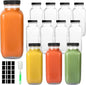 GUANENA 12 Pack Glass Drink Bottles, 16 OZ Vintage Square Water Bottles by GUANENA