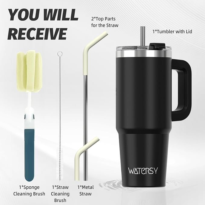 20 oz Tumbler with Handle, Tumbler with Lid and Straw, Double Wall Insulated - Image 2