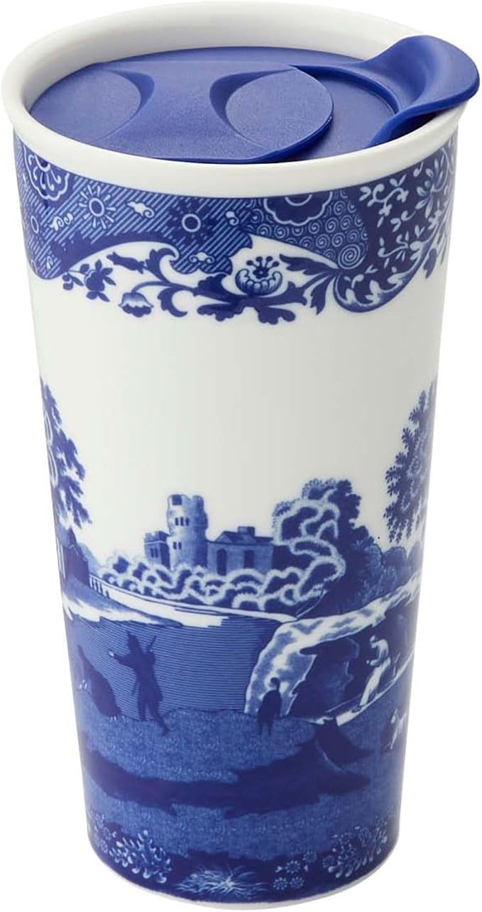 Spode – Blue Italian Blue Italian Travel Mug 12 oz – BlueWhite by Spode