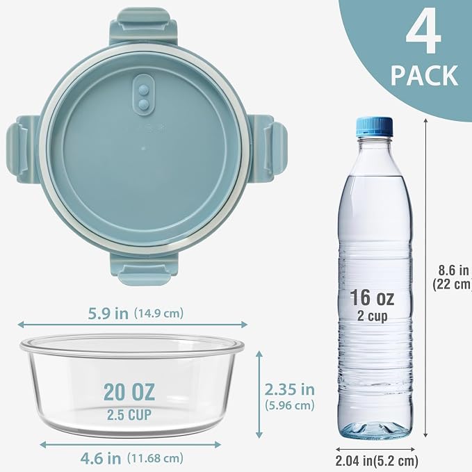 2.5 Cup/20oz Glass Meal Prep Food Storage Containers - Image 2