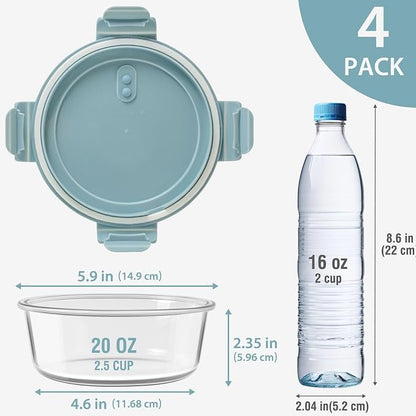 2.5 Cup/20oz Glass Meal Prep Food Storage Containers - Image 2