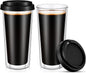 Honeydak 2 Pack 16 oz Double Walled Glass Coffee Mugs by Honeydak