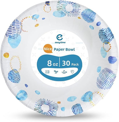 30 Pack Paper Bowls, 8 Oz Disposable Soup Bowl, Heavy Duty Printed Disposable - Image 2