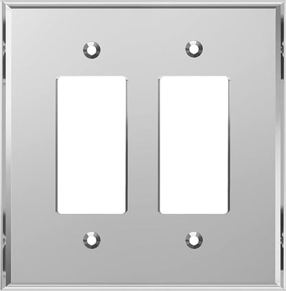 LIDER Reflective Acrylic Decorator Wall Plate, Mirrored Light Switch Plate, Plexiglass Outlet Cover, Acrylic Glass, Oversized 2-Gang 5.25" x 5.25", LWP-32O-ASV, Silver