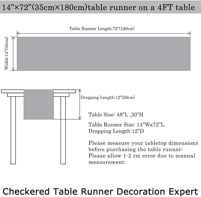ShinyBeauty Black and White Checkered Table Runner, - Image 2