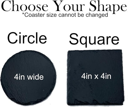 Custom Engraved Personalized Stone Coaster (Set of 4), Custom Wedding Gifts, Home Decor, Bar Table Decor, Drink Slate Coaster Set