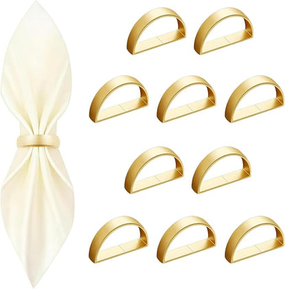 10 Pcs Gold Napkin Rings by Unknown