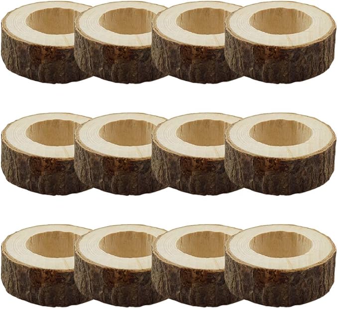 Handcrafted Rustic Wooden Napkin Rings Wood Napkin Holder by JINMURY