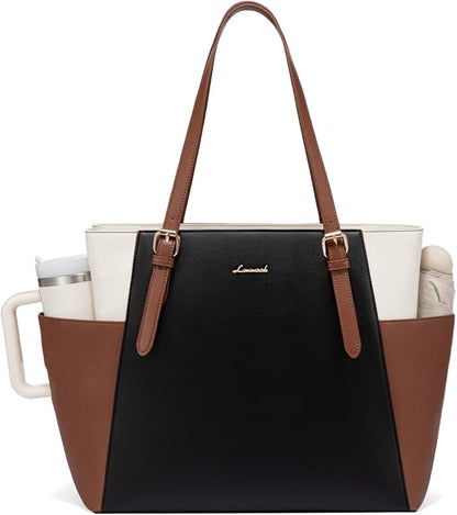 LOVEVOOK Laptop Tote Bag for Women, Leather Work Computer Briefcase Bag | Large by LOVEVOOK