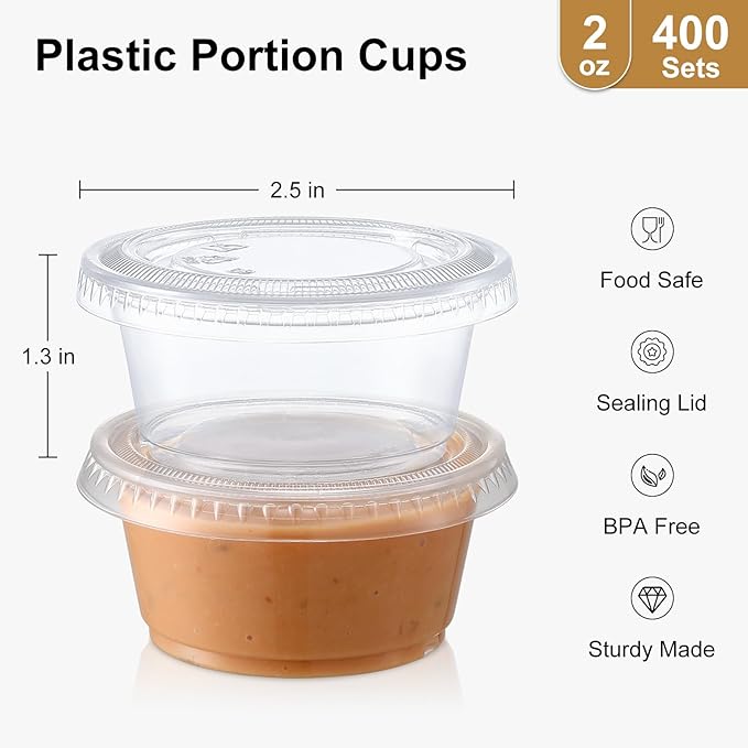 AOZITA 400 Set 2 oz Jello Shot Cups - Image 3