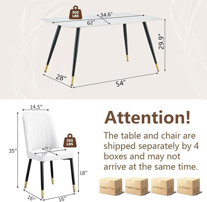 Modern Dining Table Set for 6, Dining Table Chairs Set of 6, Sintered Stone Kitchen Table Top and Modern Chairs Set of 6 for Kitchen Dining Room