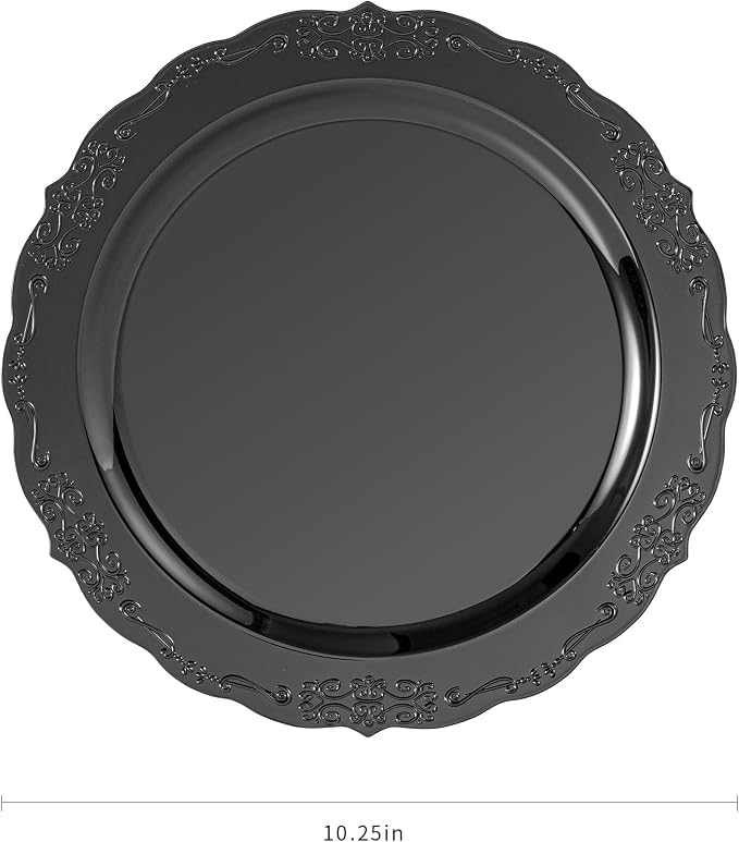 100 Pcs Black Plastic Plates for Party 10.25" Dinner Disposable Plates | 100 - Image 3