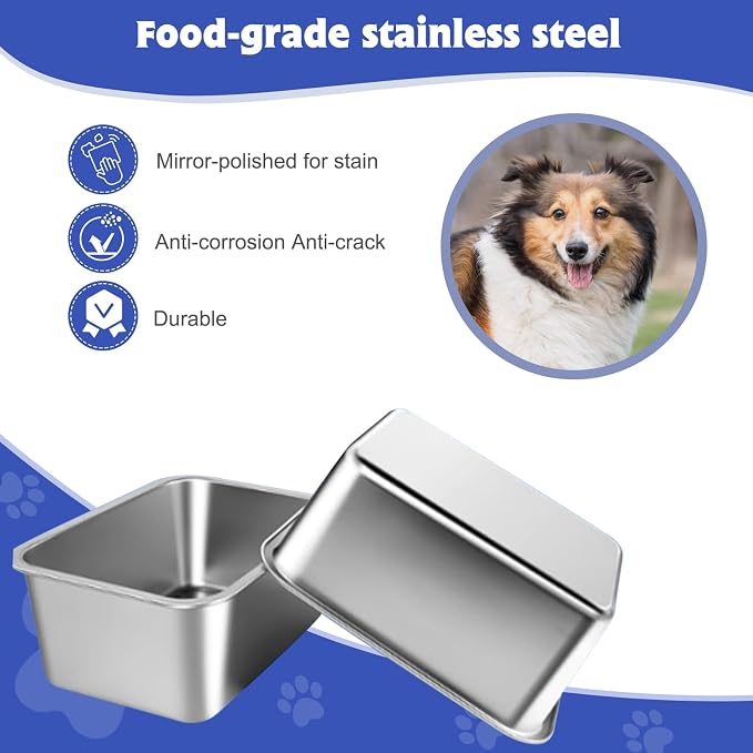 2 Gallon Large Dog Water Bowl, 2 Pack Stainless Steel Dog Bowls | 12.6 x 8.7 x - Image 6