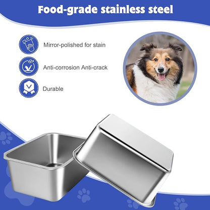 2 Gallon Large Dog Water Bowl, 2 Pack Stainless Steel Dog Bowls | 12.6 x 8.7 x - Image 6