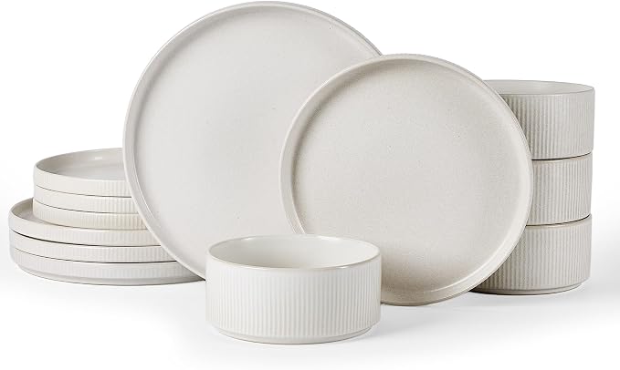 Famiware Star Stoneware Dinnerware Set, Reactive Glaze Plates & Bowls by Famiware