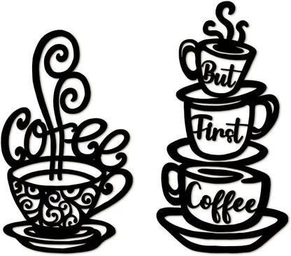 Oubasa Metal Pour Coffee Cup Wall Decor, Minimalist Cafe Themed by OubasaMakeYourHomeAmazing