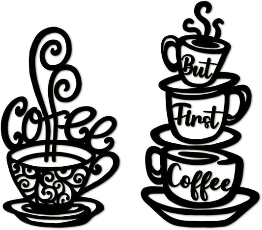 Oubasa Metal Pour Coffee Cup Wall Decor, Minimalist Cafe Themed by OubasaMakeYourHomeAmazing