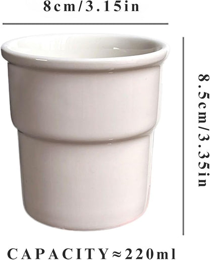 Ceramic Coffee Mug, 220ml Minimalist White Latte Cup, Microwave and Dishwasher - Image 6