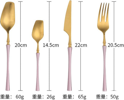 32 Piece Gold Silverware Set for 8 Durable 18/8 Stainless Steel Flatware Set Slim Waist Blue Handles Cutlery Set Include Spoons Knifes Forks Kitchen Wedding Restaurant ZILNEHZ