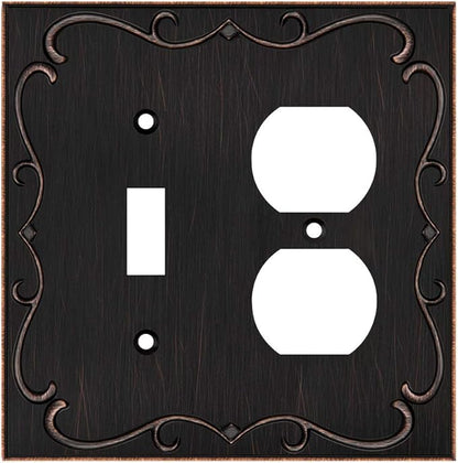 French Cabriole Decorative Wall Plate Switch Plate Outlet Cover (Toggle/Duplex, Aged Bronze)