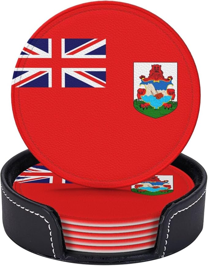 6 Pack Bermuda Flag Leather Coaster by GTEVUTS