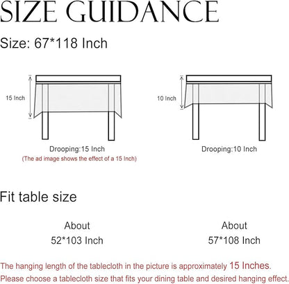 ISAENNE Designer Linen Extra Long Rectangle Tablecloth,Western Colorful Floral Indoor Table Cloth,Wrinkle Resistant Decor Tablecloths for Dining Thanksgiving Kitchen,67"*118"-Serenity B
