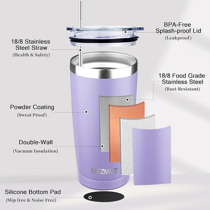 MEZMUT 20oz Insulated Tumbler Cup Travel Coffee Mug - Image 5