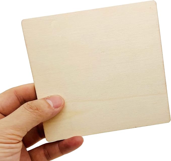 20 Pcs Unfinished Wood Pieces, Wood Square Tiles 5 x 5 Inch | Blank Natural - Image 2