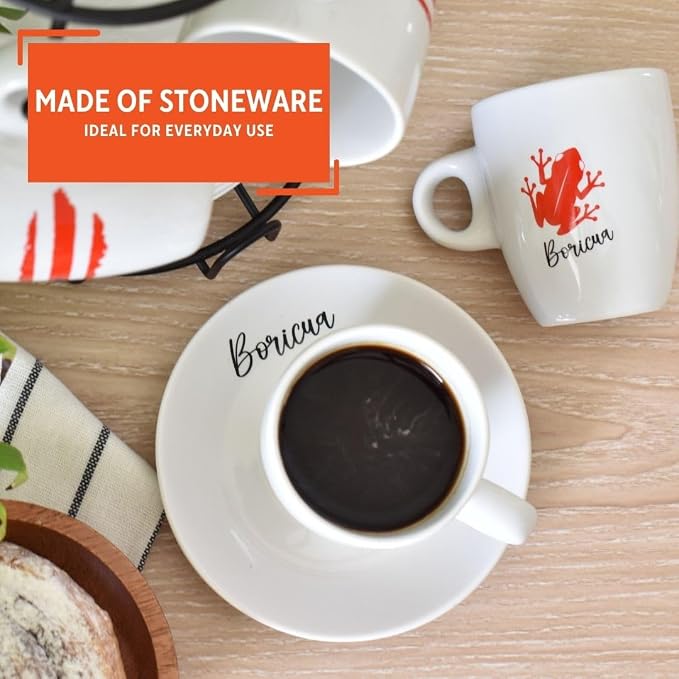 IMUSA 8 Piece Stoneware 3 Oz Boricua Espresso Coffee Set - Image 3