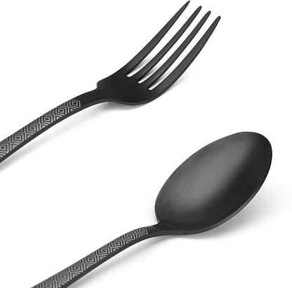 Matte Black Silverware Set, Satin Finish 20-Piece Stainless Steel Flatware Set - Image 3