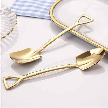 10Pcs Shovel Spoons Stainless Steel Spoon Reusable Dessert Spoons - Image 2