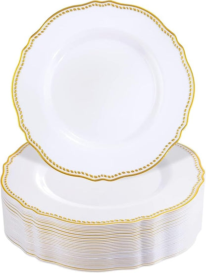 60pcs Gold Plastic Plates by Hioasis