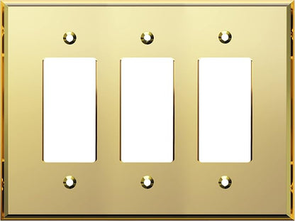 LIDER Reflective Acrylic Decorator Wall Plate, Mirrored Light Switch Plate, Plexiglass Outlet Cover, Acrylic Glass, Oversized 3-Gang 5.25" x 7.06", LWP-33O-AGD, Gold