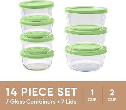 14-Piece Glass Food Storage Containers Set | 1-Cup & 2-Cup, Leakproof | - Image 3